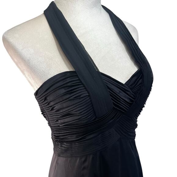 BCBGMaxAzria 100% Silk Halter Dress Women's 6 Black Glam Cocktail Marilyncore - Picture 11 of 13